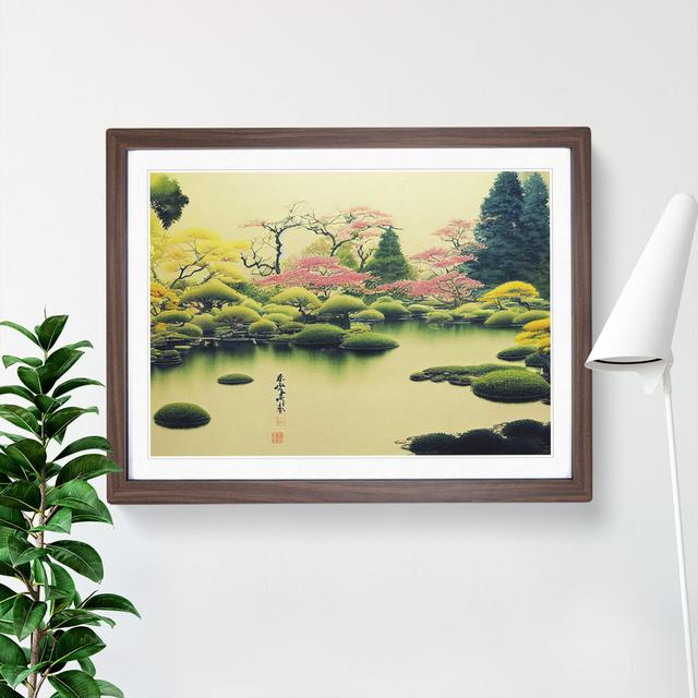 Japanese Garden Pond Vol.6 - Picture Frame Painting Marlow Home Co. Size: 46cm H x 64cm W x 2cm D, Frame Colour: Walnut on Productcaster.