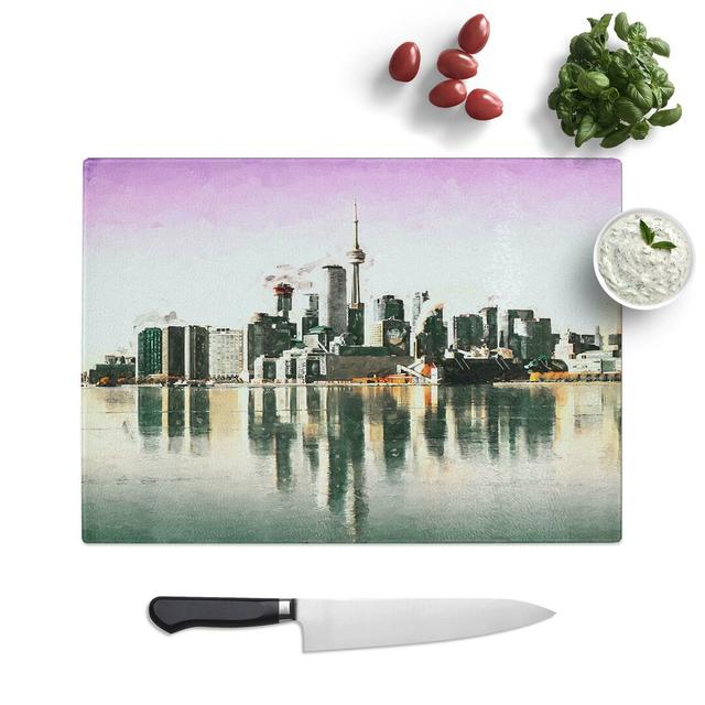 Tempered Glass Skyline of Toronto in Canada Chopping Board East Urban Home Size: 39 cm W x 28.5 cm L on Productcaster.