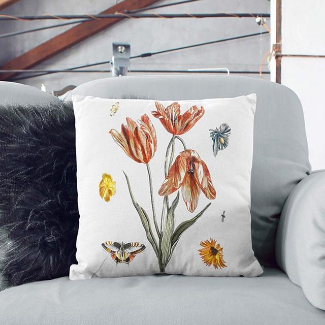 Butterflies and Flower by Johan Teyler Cushion with Filling East Urban Home Size: 40cm H x 40cm W x 15cm D, Backing Colour: Black on Productcaster.