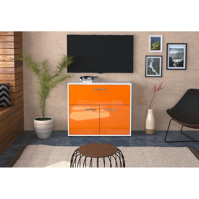 Sideboard Cassandra, Farbe: Java/Weiss, Freistehend/Metallgriffe, Größe: 79x92x35cm ModernMoments Farbe: Orange/Weiß on Productcaster.