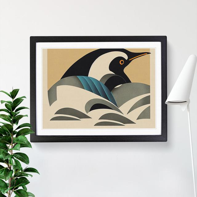 Penguin Art Deco - Picture Frame Graphic Art Marlow Home Co. Format: Black Framed, Size: 25cm H x 34cm W x 2cm D on Productcaster.