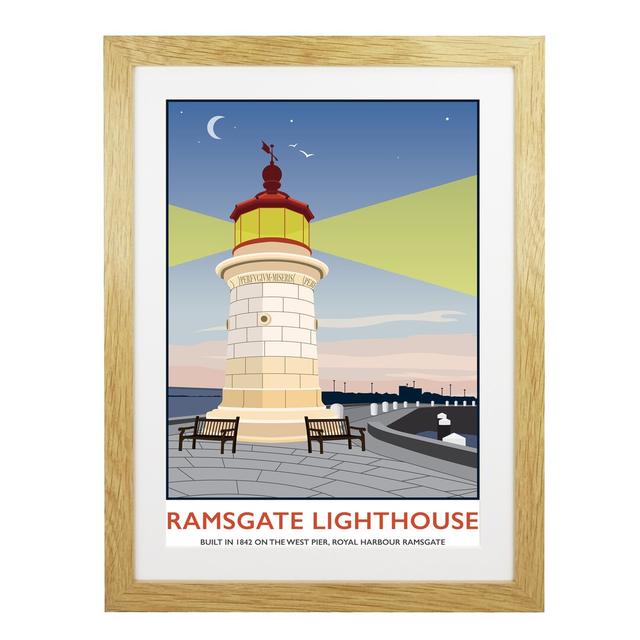 Ramsgate Lighthouse - Graphic Art Print on Paper Breakwater Bay Size: 40cm H x 30cm W x 1cm D, Frame Option: Oak Framed on Productcaster.