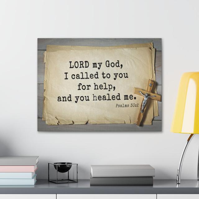 You Healed Me Psalms 30:2 - Wrapped Canvas Print Blue Elephant Size: 28cm H x 36cm W on Productcaster.