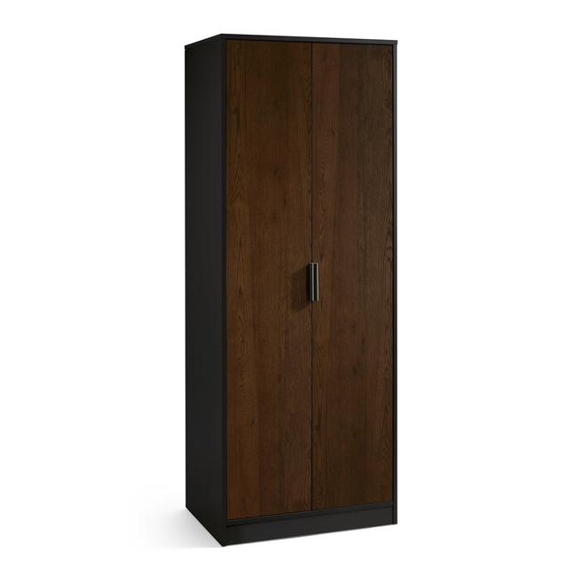 Aaidyn 2 Door Manufactured Wood Wardrobe Latitude Run Finish: Walnut/Black on Productcaster.