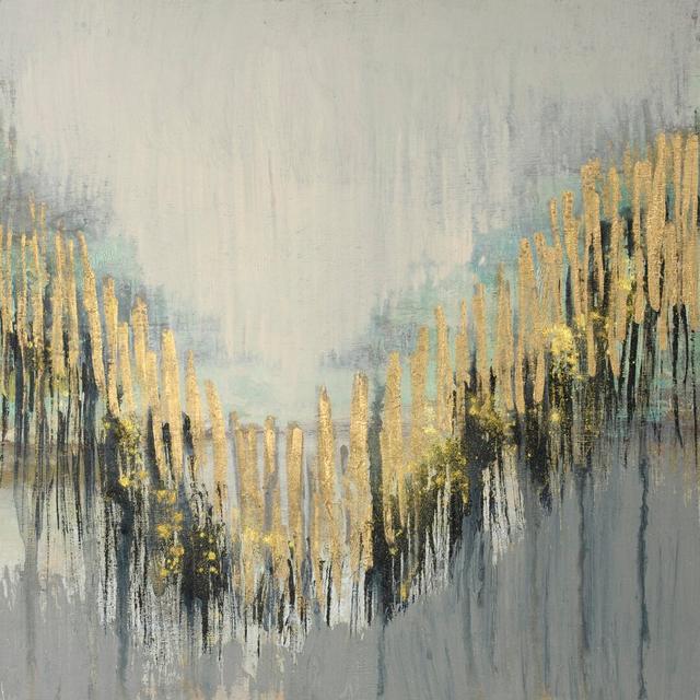 Gilded Striations II by Jennifer Goldberger - Wrapped Canvas Painting Canora Grey Size: 91cm H x 91cm W on Productcaster.