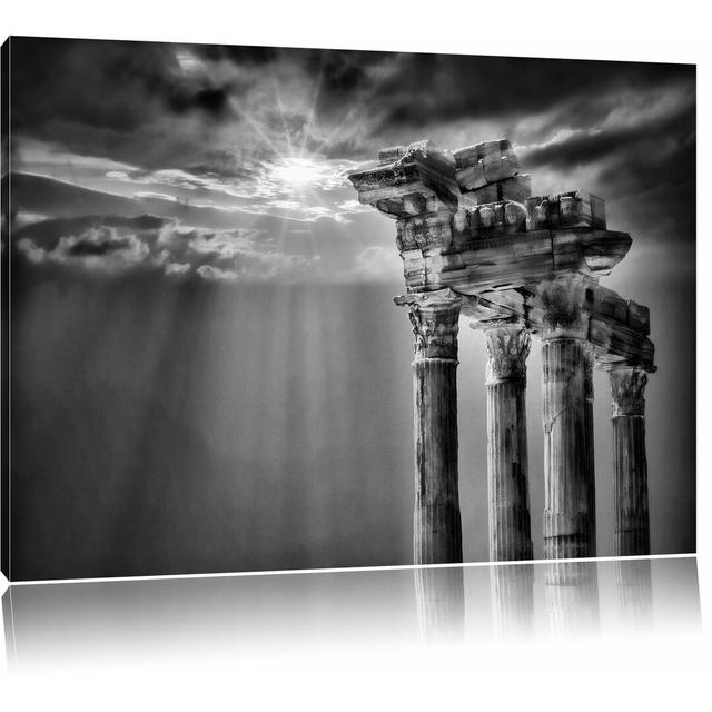 Leinwandbild Antiker Apollon Tempel in Monochrom East Urban Home Größe: 60 cm H x 80 cm B on Productcaster.