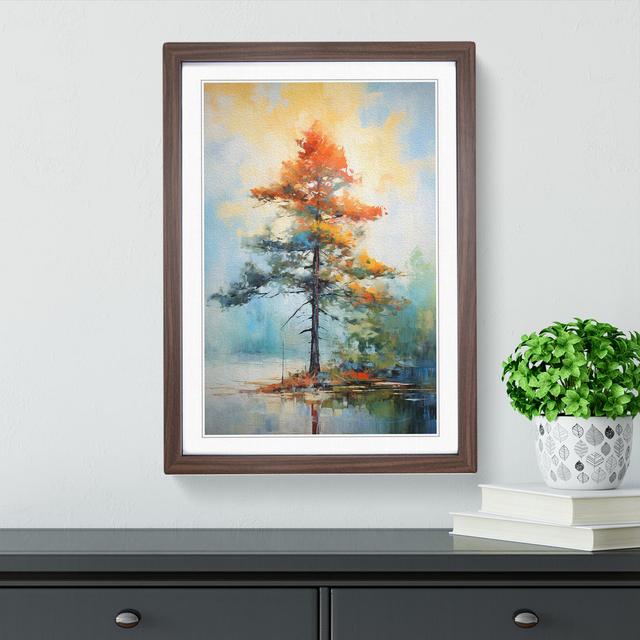 Pine Tree Impressionism - Single Picture Frame Print on Wood Marlow Home Co. Size: 34cm H x 25cm W x 2cm D, Format: Walnut Framed on Productcaster.