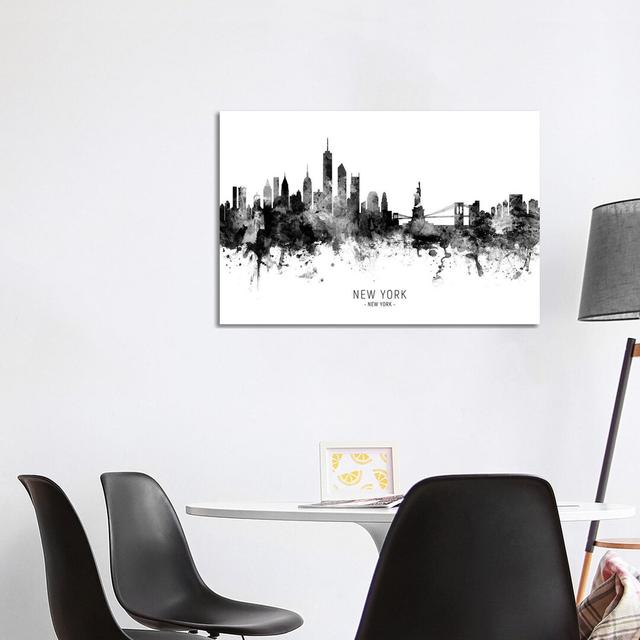 New York Skyline Black And White by Michael Tompsett - Print on Canvas Ebern Designs Format: Wrapped Canvas, Size: 66.04cm H x 101.6cm W x 1.91cm D on Productcaster.