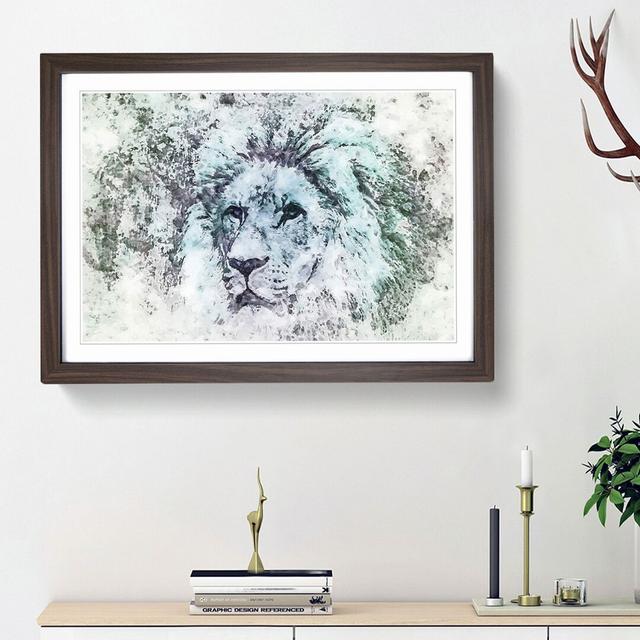 A Lion Portrait in Abstract - Picture Frame Painting Print East Urban Home Frame Option: Walnut Framed, Size: 48cm H x 65cm W x 2cm D on Productcaster.