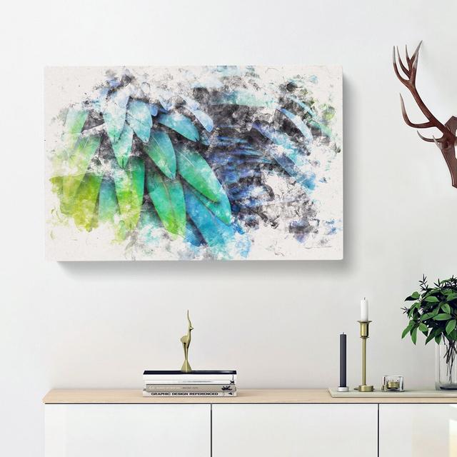 Parrot Feathers Watercolour - Wrapped Canvas Print East Urban Home Size: 50cm H x 76cm W x 3cm D on Productcaster.