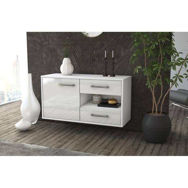 Alevia TV stand, color: cedar/anthracite, flying/metal handles, size: 92 x 49 x 35cm Latitude Run Colour: White on Productcaster.