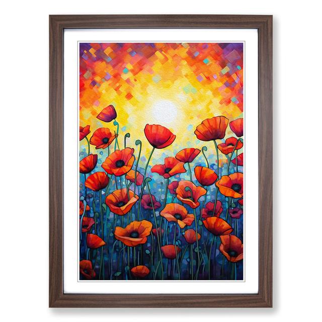 Poppy Field Abstract No.2 - Single Picture Frame Art Prints on Wood Marlow Home Co. Size: 34cm H x 25cm W x 2cm D, Format: Walnut on Productcaster.