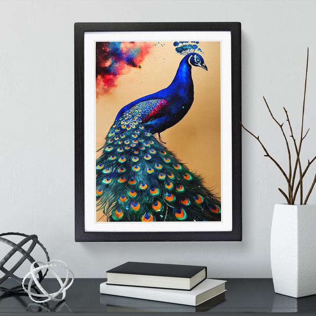 Vivid Peacock - Single Picture Frame Painting Latitude Vive Frame Colour: Black Framed, Size: 64cm H x 46cm W x 2cm D on Productcaster.