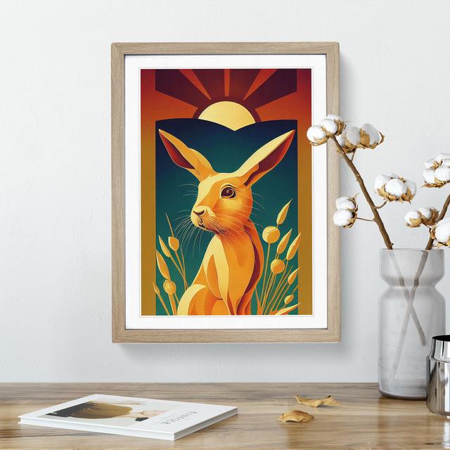 Hare Art Deco No.2 - Picture Frame Graphic Art Brambly Cottage Size: 64cm H x 46cm W x 2cm D, Frame Colour: Oak on Productcaster.