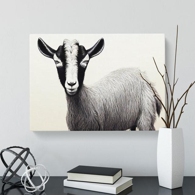 Portrait of a Goat - Wrapped Canvas Graphic Art Brambly Cottage Size: 50cm H x 76cm W x 3cm D on Productcaster.