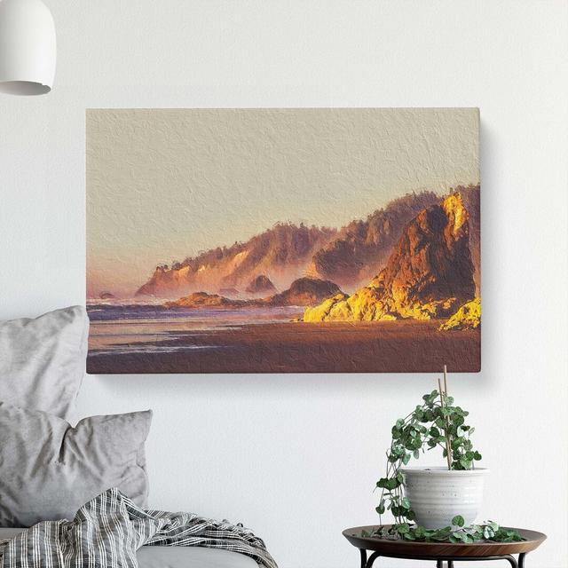 Oregon Beach at Sunset - Wrapped Canvas Painting Print East Urban Home Size: 35cm H x 50cm W x 3cm D on Productcaster.