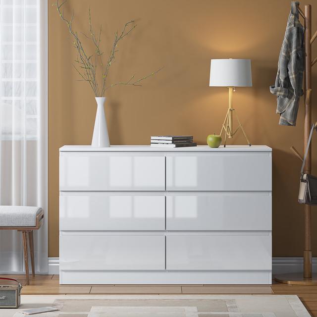 Moshinski 6 - Drawer Chest of Drawers 17 Stories Colour: White on Productcaster.