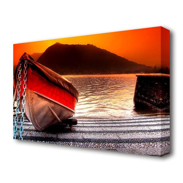 Stunning Paradise Fishing Boat Seascape - Wrapped Canvas Photographic Print East Urban Home Size: 66 cm H x 101.6 cm W x 4.4 cm D on Productcaster.