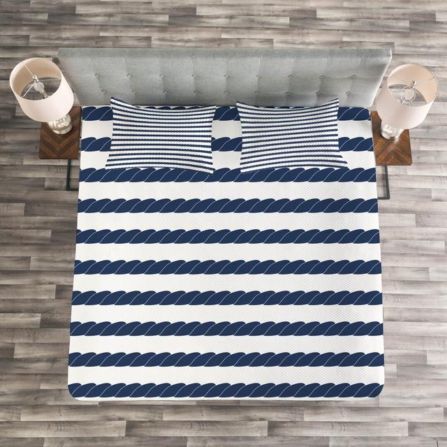 Adolph White/Blue Microfibre Bedspread Set East Urban Home Size: 220 x 220 cm Bedspread - 2 Shams on Productcaster.