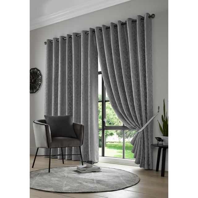 Keswick Shimmering Room Darkening Ring Top Curtains (Set of 2) Fairmont Park Colour: Pewter, Panel Size: 229cm W x 229cm D on Productcaster.