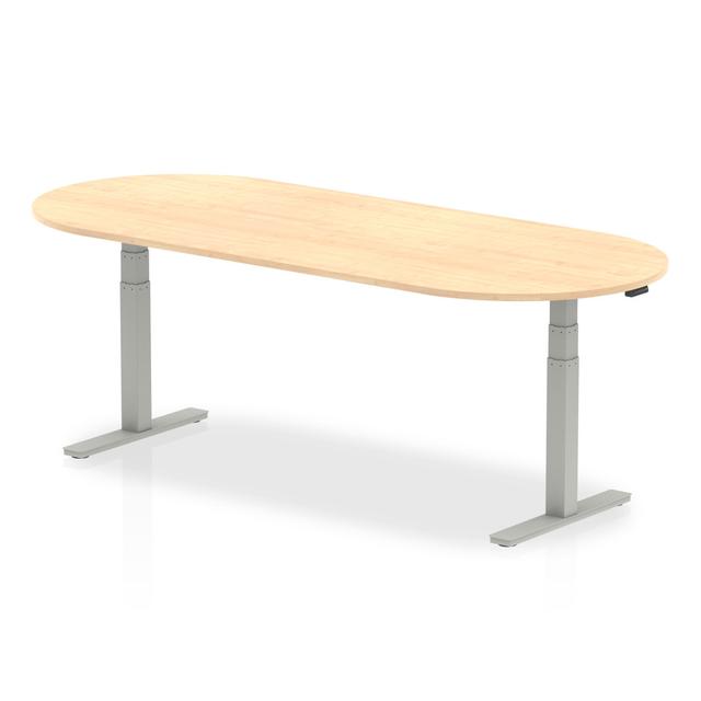 Racetrack Impulse Conference Table Inbox Zero Size: 131cm H x 180cm W x 100cm D, Top Finish: Maple, Base Finish: White on Productcaster.