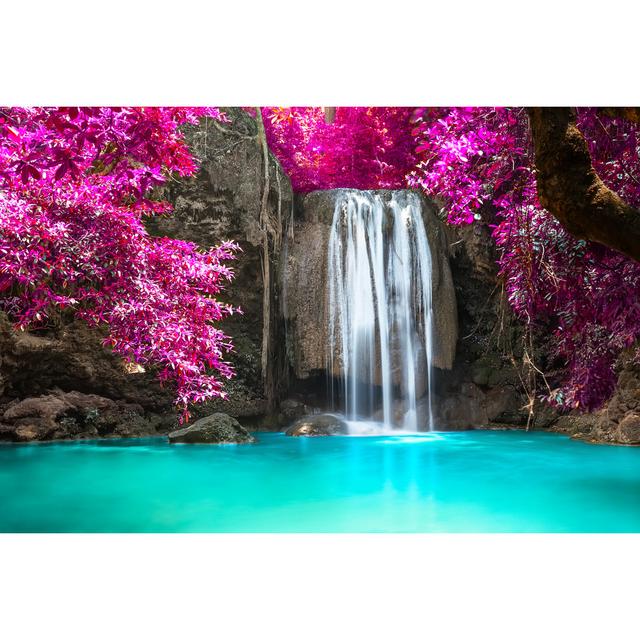 Beautiful Waterfall In Forest by Preto_perola - Wrapped Canvas Print Alpen Home Size: 51cm H x 76cm W on Productcaster.