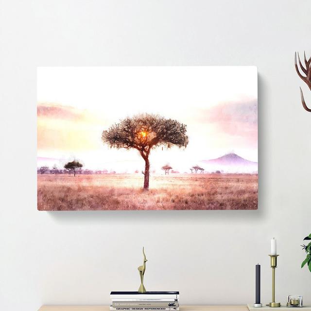 Lone Tree In The Serengeti In Tanzania - Wrapped Canvas Painting East Urban Home Size: 60cm H x 91cm W x 3cm D on Productcaster.