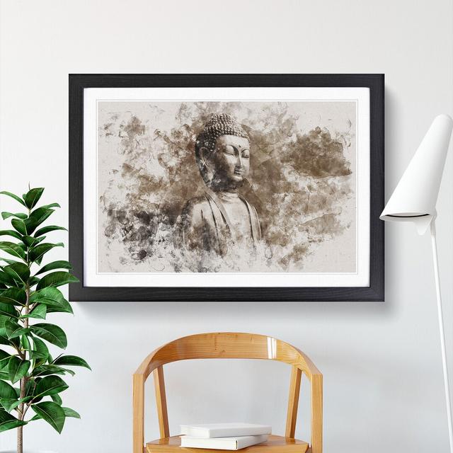 Buddha Statue Vol.3 Watercolour - Picture Frame Graphic Art East Urban Home Frame Option: Black, Size: 65cm H x 90cm W x 2cm D on Productcaster.