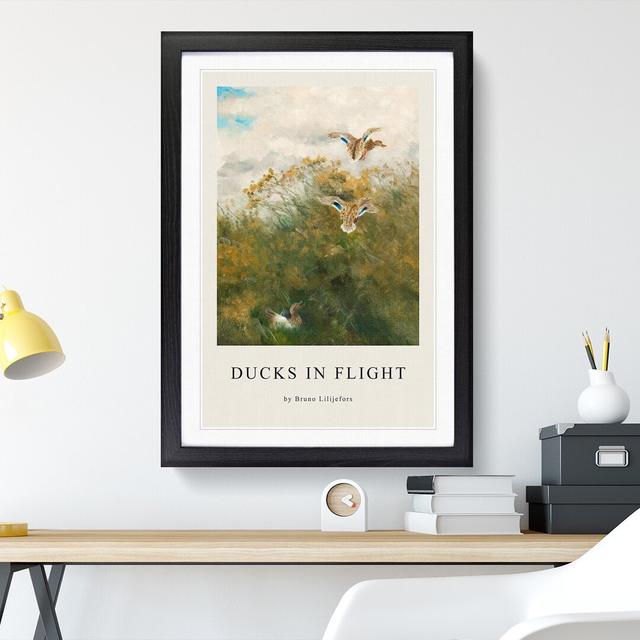 Ducks Taking Flight by Bruno Liljefors - Picture Frame Graphic Art East Urban Home Size: 48cm H x 36cm W x 2cm D, Frame Option: Black Framed on Productcaster.