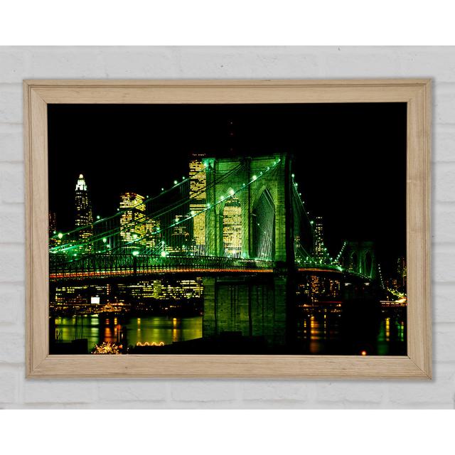 Nyc Brooklyn Bridge Green Hue - Print Brayden Studio Size: 29.7cm H x 42cm W x 1.5cm D on Productcaster.