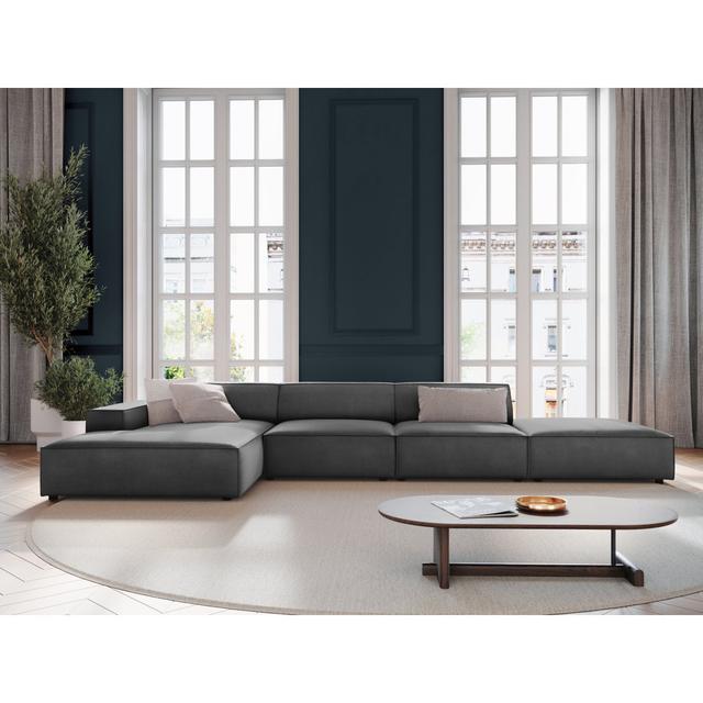 Jodie 4 - Piece Upholstered Corner Sectional Micadoni Home Upholstery Colour: Dark Grey, Orientation: Left Hand Facing on Productcaster.