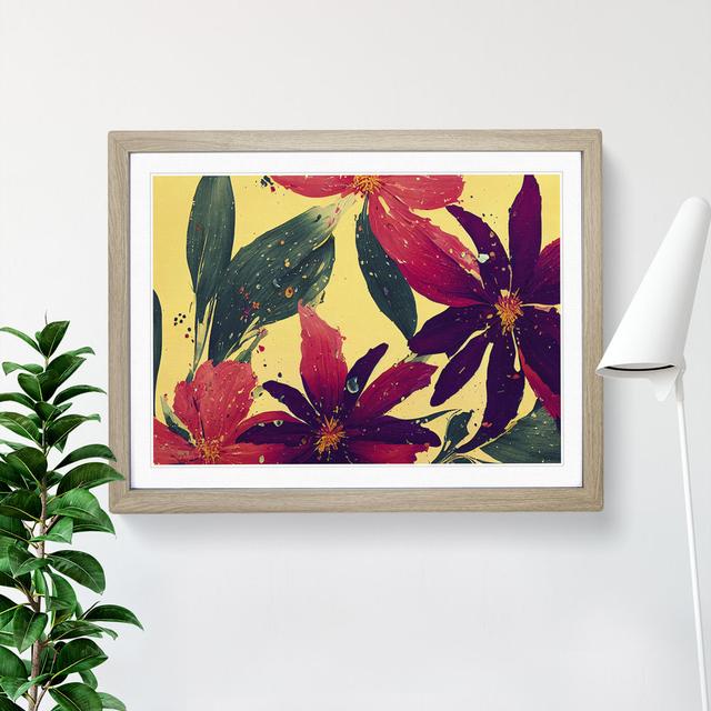 Heavenly Modern Flowers Abstract - Single Picture Frame Painting ClassicLiving Size: 46cm H x 64cm W x 2cm D, Frame Colour: Oak on Productcaster.