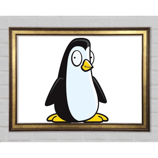 Lustiger Pinguin - Einzelner Bilderrahmen Kunstdrucke Harriet Bee Größe: 59,7 cm H x 84,1 cm B x 1,5 cm T, Farbe: Weiß on Productcaster.