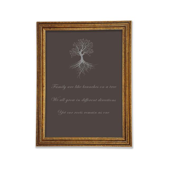 Family Quote Family Are Like Branches 2 Framed Print Happy Larry Size: 118.9cm H x 84.1cm W x 3cm D, Colour: Chocolate on Productcaster.