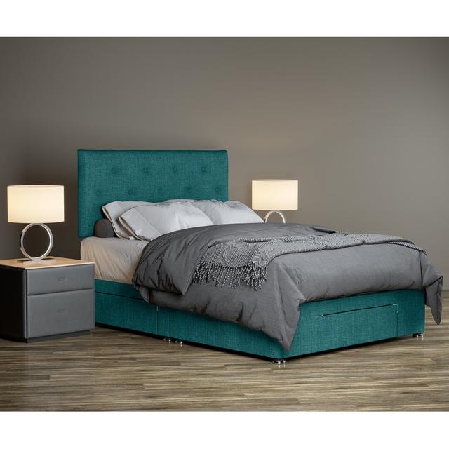 Taliesin Divan Bases 17 Stories Size: Small Double (4'), Colour: Teal on Productcaster.