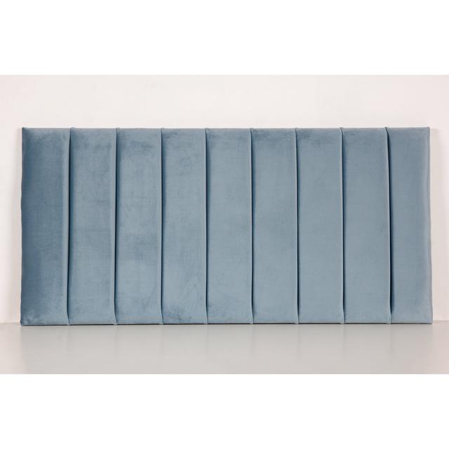 Vertical 9 Panel Upholestered Headboard In Naples Velvet Fabric Canora Grey Colour: Blue, Size: Single (3') on Productcaster.