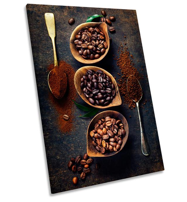 Coffee Bean Bowls Brown Picture - Wrapped Canvas Print 17 Stories Size: 61cm H x 40.6cm W x 2cm D on Productcaster.