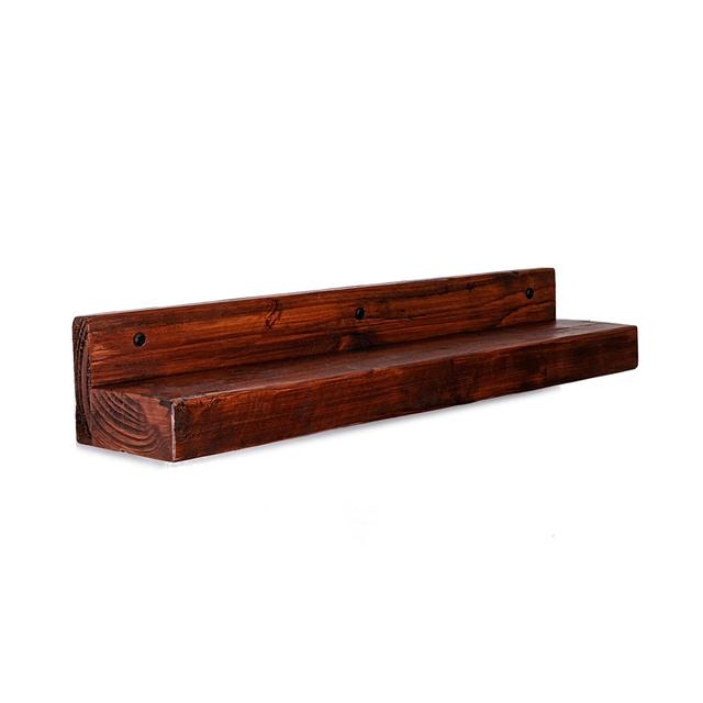 Handmade Wooden Shelf With Backboard 125Mm Teak Union Rustic Size: 24cm H x 230cm W x 22cm D on Productcaster.