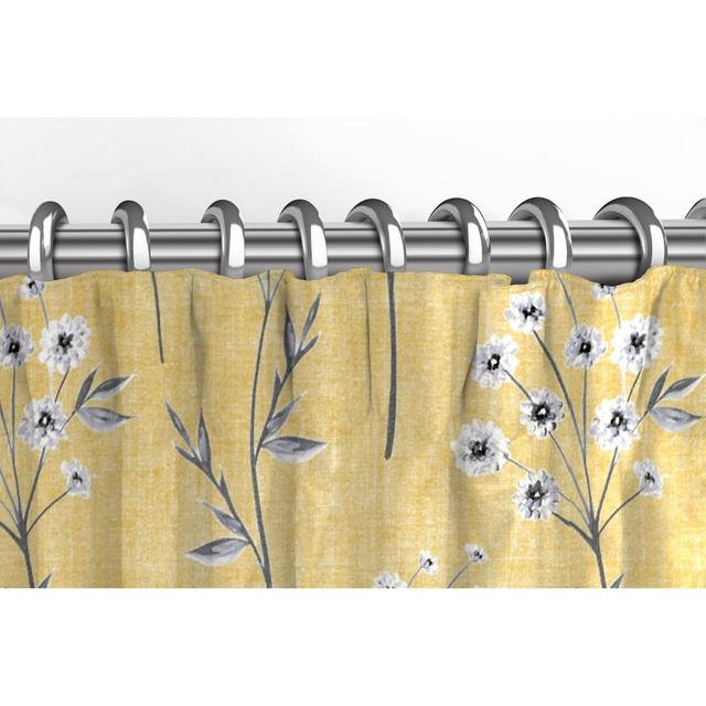 Prospe Eyelet Thermal Curtains (Set of 2) Fleur De Lis Living Panel Size: Width 116 x Drop 137 cm, Colour: Yellow on Productcaster.