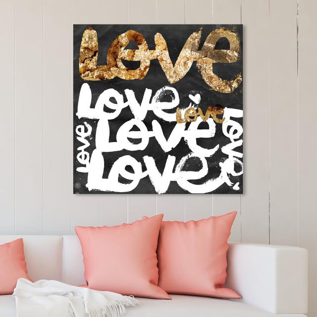 'Four Letter Word Gold' Graphic Art on Wrapped Canvas East Urban Home Size: 101.6 cm H x 101.6 cm W on Productcaster.