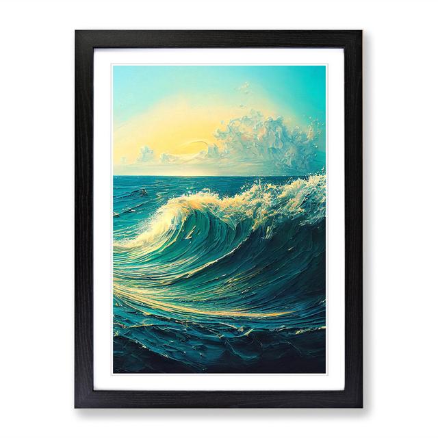 Seascape Painted Ocean Vol.3 House of Hampton Size: 64cm H x 46cm W x 2cm D, Frame Option: Walnut on Productcaster.