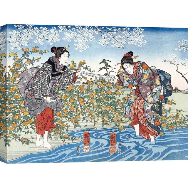 Japanische Mädchen am Fluss Ide Tama, 1847 von Utagawa Kuniyoshi - Druck Ophelia & Co. Größe: 70 cm H x 100 cm B x 4 cm T on Productcaster.