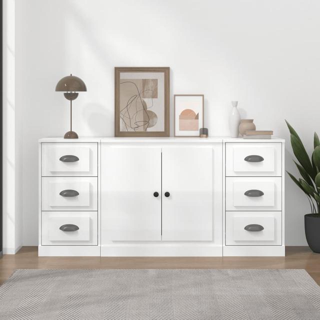 Broadstairs 142cm Sideboard (Set of 3) Marlow Home Co. Colour: High Gloss White on Productcaster.