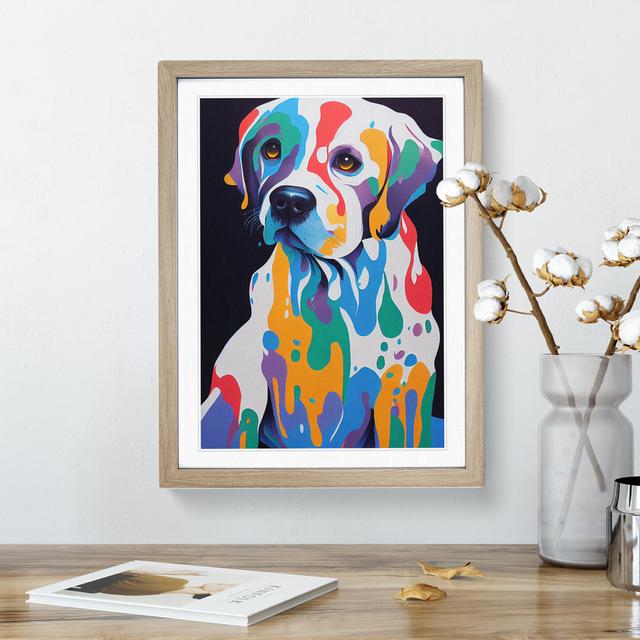 Dog Splat No.1 - Single Picture Frame Print 17 Stories Size: 64cm H x 46cm W x 2cm D, Frame Colour: Oak Framed on Productcaster.