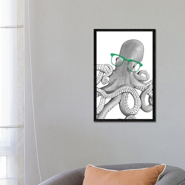 Octopus With Green Glasses by Printable Lisa's Pets - Gallery-Wrapped Canvas Giclée on Canvas 17 Stories Size: 66.04cm H x 45.72cm W, Format: Black Fr on Productcaster.