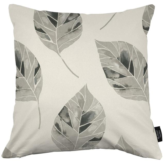 Gusman Leaf Cotton Indoor / Outdoor Floral Square Throw Cushion Brambly Cottage Colour: Soft Grey, Size: 43cm x 43cm on Productcaster.