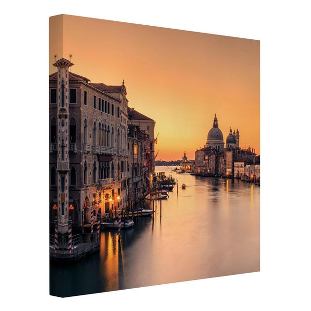 Golden Venice - Wrapped Canvas Graphic Art Longshore Tides Colour: Orange, Size: 40cm H x 40cm W x 5cm D, Format: 330g/m² recycled canvas on Productcaster.