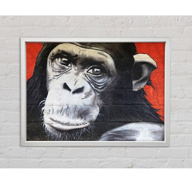 The Chimp On Red - Single Picture Frame Art Prints on Canvas Bright Star Size: 100cm H x 141.4cm W x 3.3cm D on Productcaster.