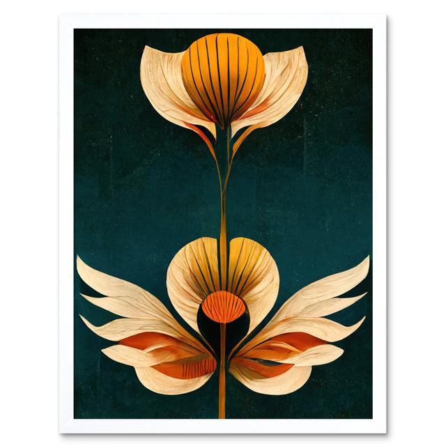 Bold Art Deco Abstract Tulips - Print Wee Blue Coo Size: 25.9cm H x 20.6cm W x 1.5cm D, Format: White Framed Paper on Productcaster.