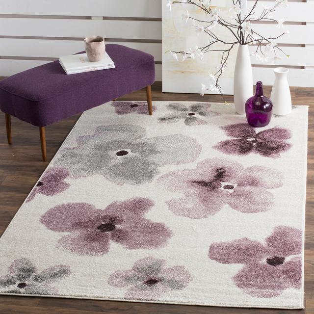 Hanrahan Floral Machine Woven Ivory Area Rug Mercer41 Rug Size: Rectangle 154.94 x 228.6cm on Productcaster.